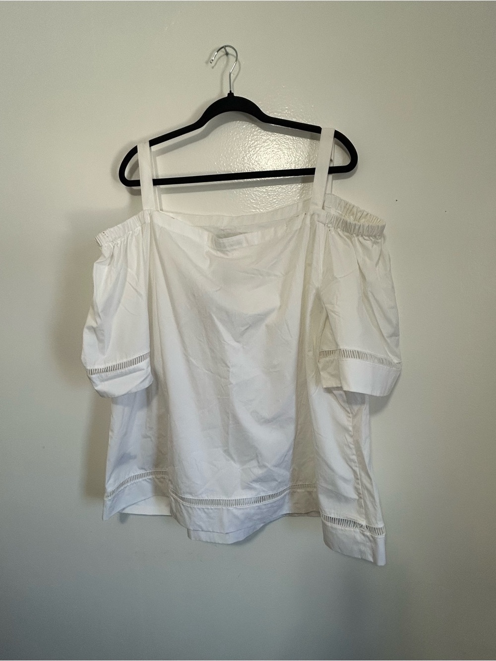 Ralph Lauren White Off-Shoulder Cotton Blouse with Straps